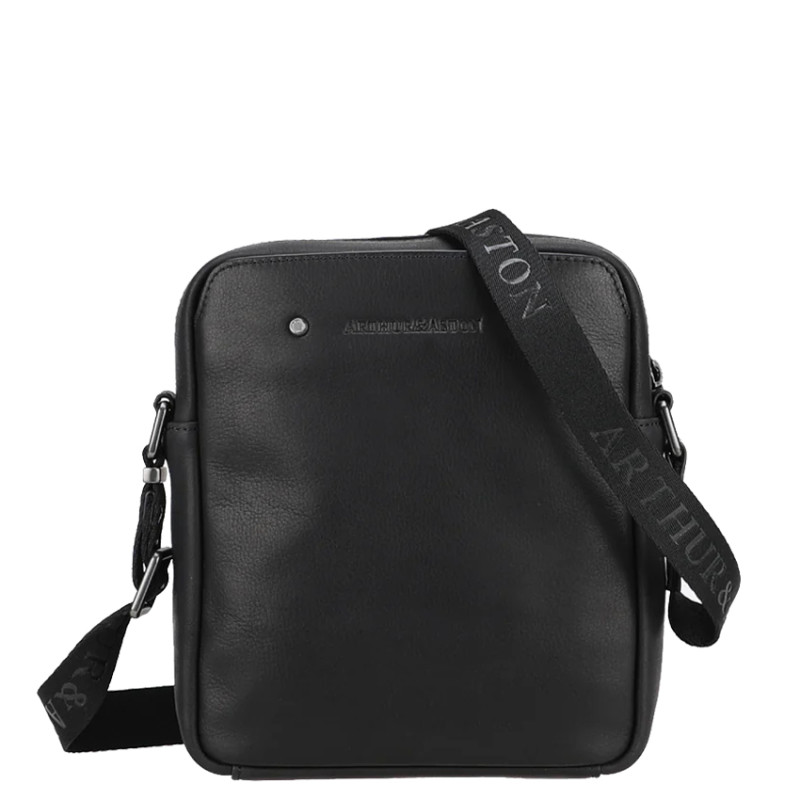Arthur and Aston Danny Large Crossbody Bag for Men in Black Leather