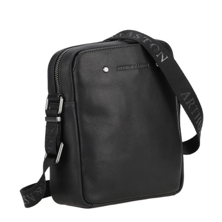 Arthur and Aston Danny Large Crossbody Bag for Men in Black Leather