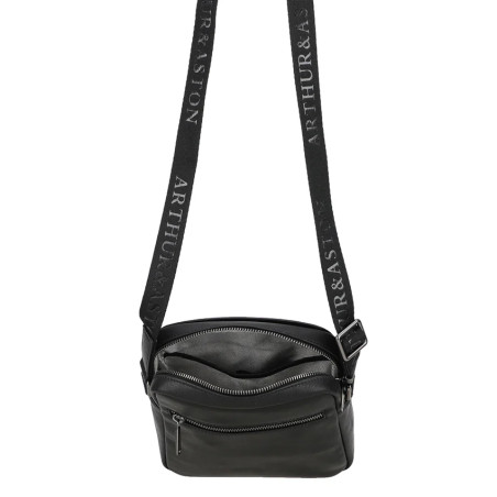 Arthur and Aston Danny Large Crossbody Bag for Men in Black Leather