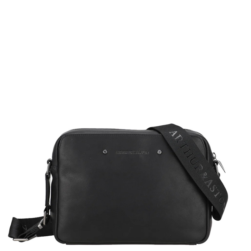 Arthur and Aston Danny Small Satchel for Men in Black Leather