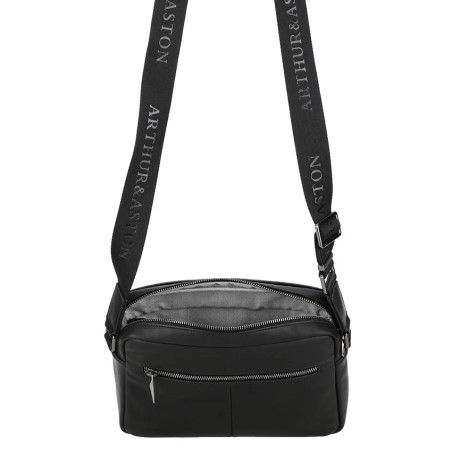 Arthur and Aston Danny Small Satchel for Men in Black Leather