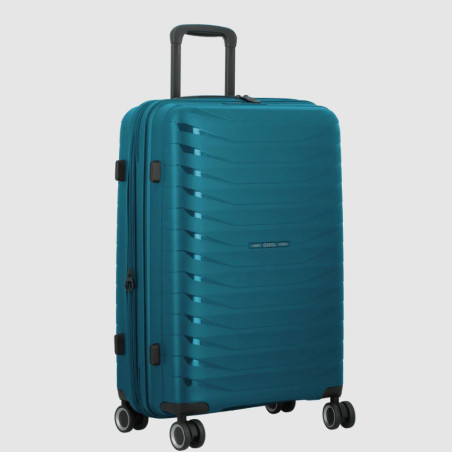 Jump Inlu Rigid Expandable Suitcase 4 Wheels TSA 68cm Petrol Blue