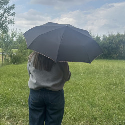 Piganiol x Noix D'arec Parapluie Pliant Pour Femme Noir / Biais Léopard