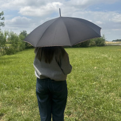 Piganiol x Noix D'arec Parapluie Canne Pour Femme Noir / Biais Léopard