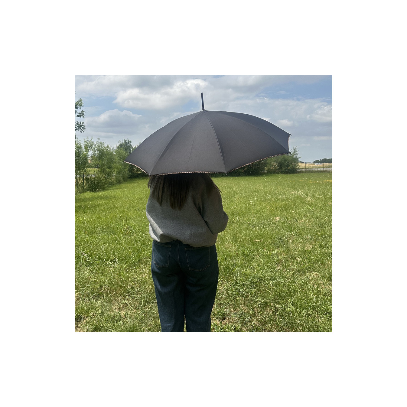 Piganiol x Noix D'arec Parapluie Canne Pour Femme Noir / Biais Léopard