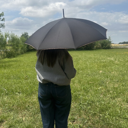 Piganiol x Noix D'arec Parapluie Canne Pour Femme Noir / Biais Léopard