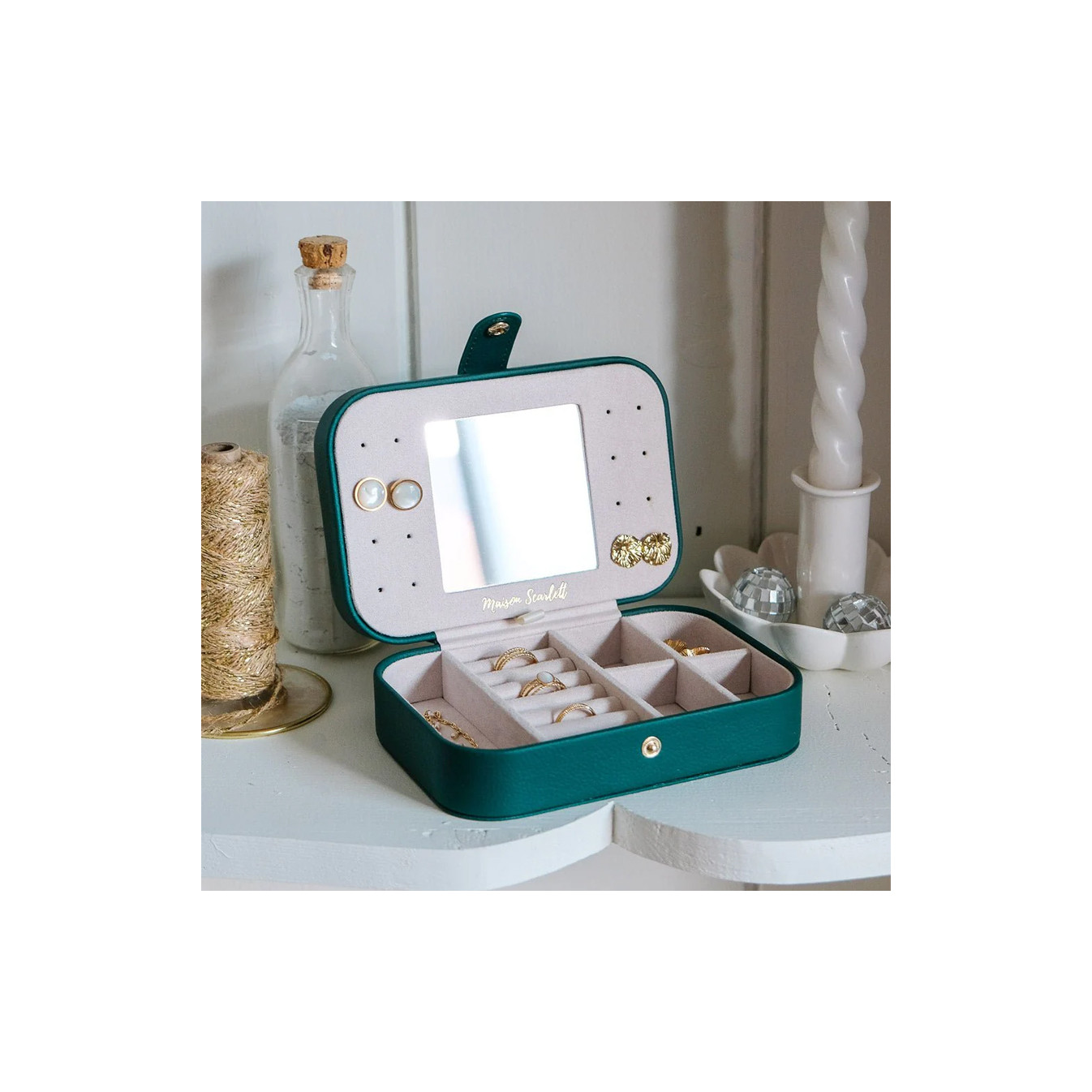Scarlett Brigitte Maison Travel PU Leather Jewelry Box Green