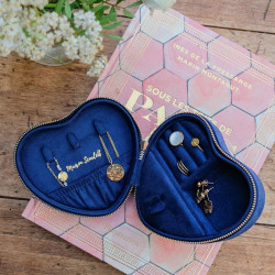 Maison Scarlett Celeste Heart Shaped Velvet Navy Blue Jewelry Box