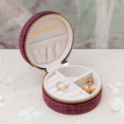 Maison Scarlett Travel Jewelry Box Yvonne in Lin Bordeaux