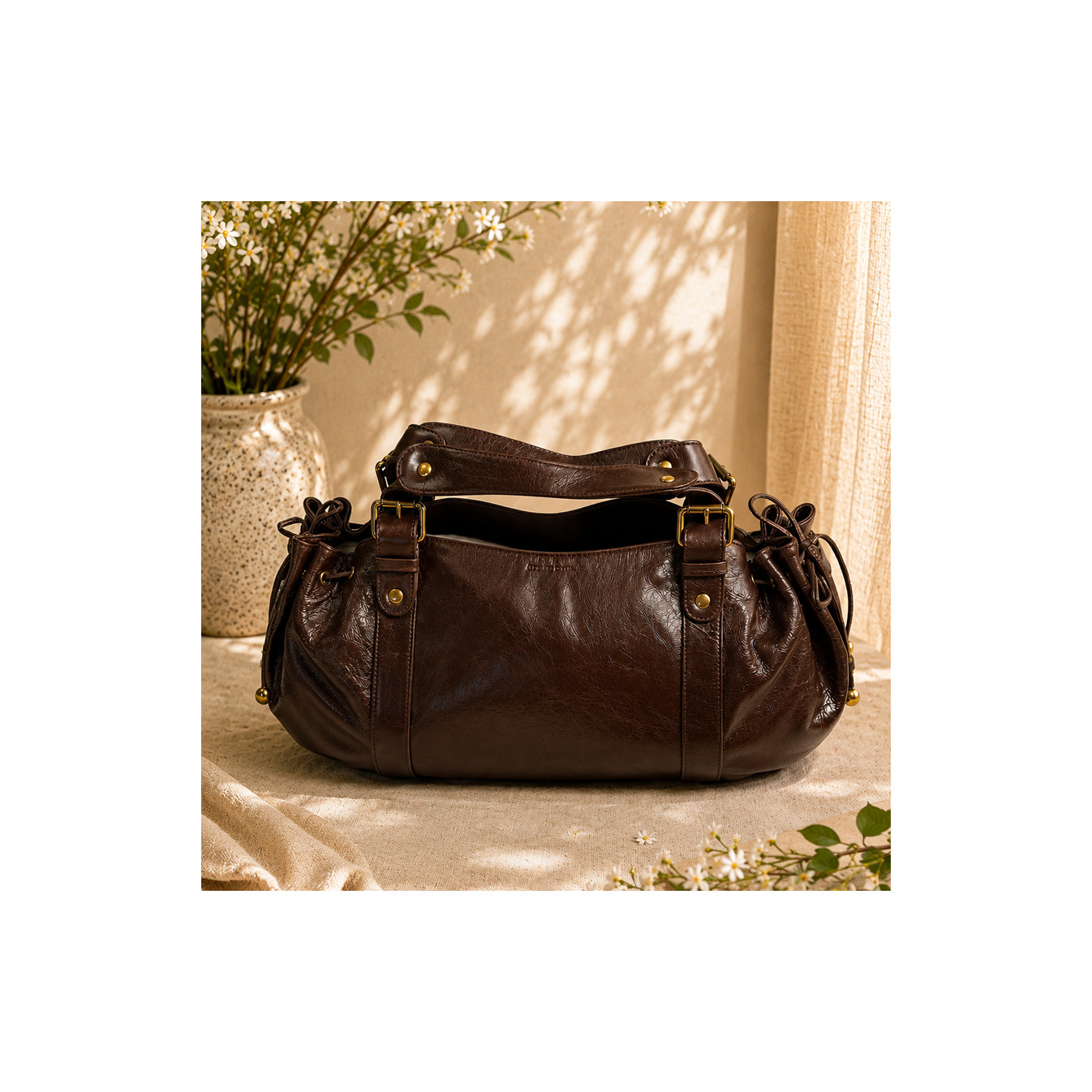Gérard Darel Le 24 Heures Premium Handbag Frosted Leather Brown
