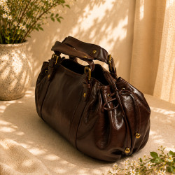 Gérard Darel Le 24 Heures Premium Sac À Main Cuir Effet Froissé Marron côté