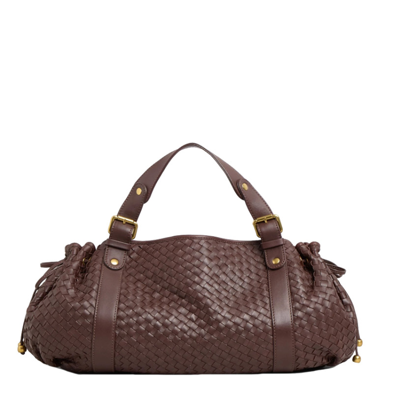 Gérard Darel The 24 Hours Braided Leather Handbag Bordeaux