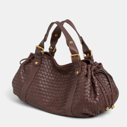 Gérard Darel The 24 Hours Braided Leather Handbag Bordeaux