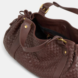 Gérard Darel The 24 Hours Braided Leather Handbag Bordeaux