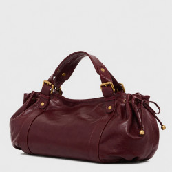 Gérard Darel The 24 Hours Crumpled Leather Handbag Bordeaux