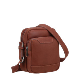 Arthur and Aston Arsène Small Crossbody Leather Bag for Men Cognac