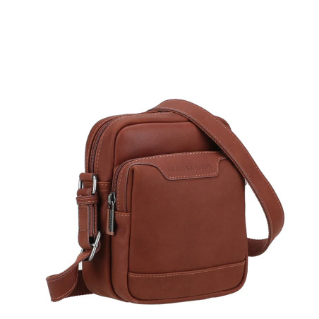Arthur and Aston Arsène Small Crossbody Leather Bag for Men Cognac