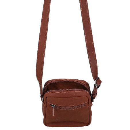 Arthur and Aston Arsène Small Crossbody Leather Bag for Men Cognac