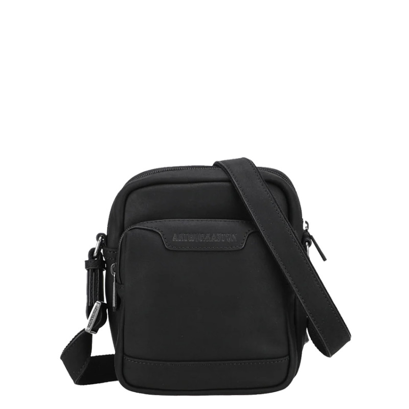 Arthur and Aston Arsène Small Crossbody Leather Bag for Men Black