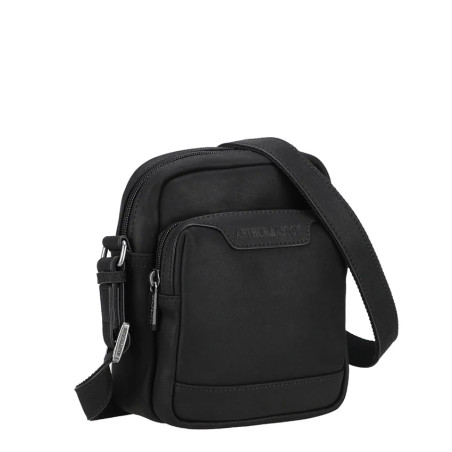 Arthur and Aston Arsène Small Crossbody Leather Bag for Men Black