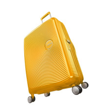 American Tourister Sound Box Spinner 67 cm Valise Trolley 4 Roues Golden Yellow