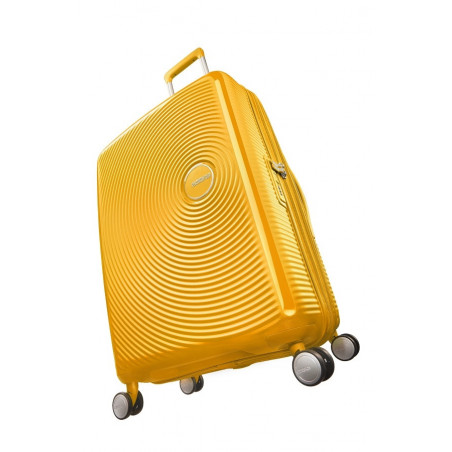 American Tourister Sound Box Spinner 67 cm Valise Trolley 4 Roues Golden Yellow