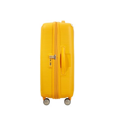 American Tourister Sound Box Spinner 67 cm Valise Trolley 4 Roues Golden Yellow