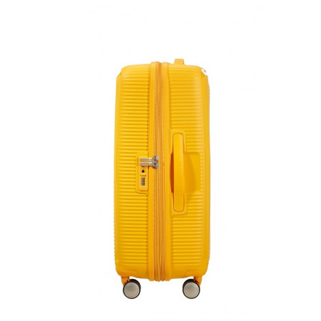 American Tourister Sound Box Spinner 67 cm Valise Trolley 4 Roues Golden Yellow