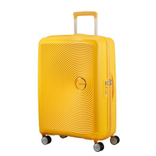 American Tourister Sound Box Spinner 67 cm Valise Trolley 4 Roues Golden Yellow
