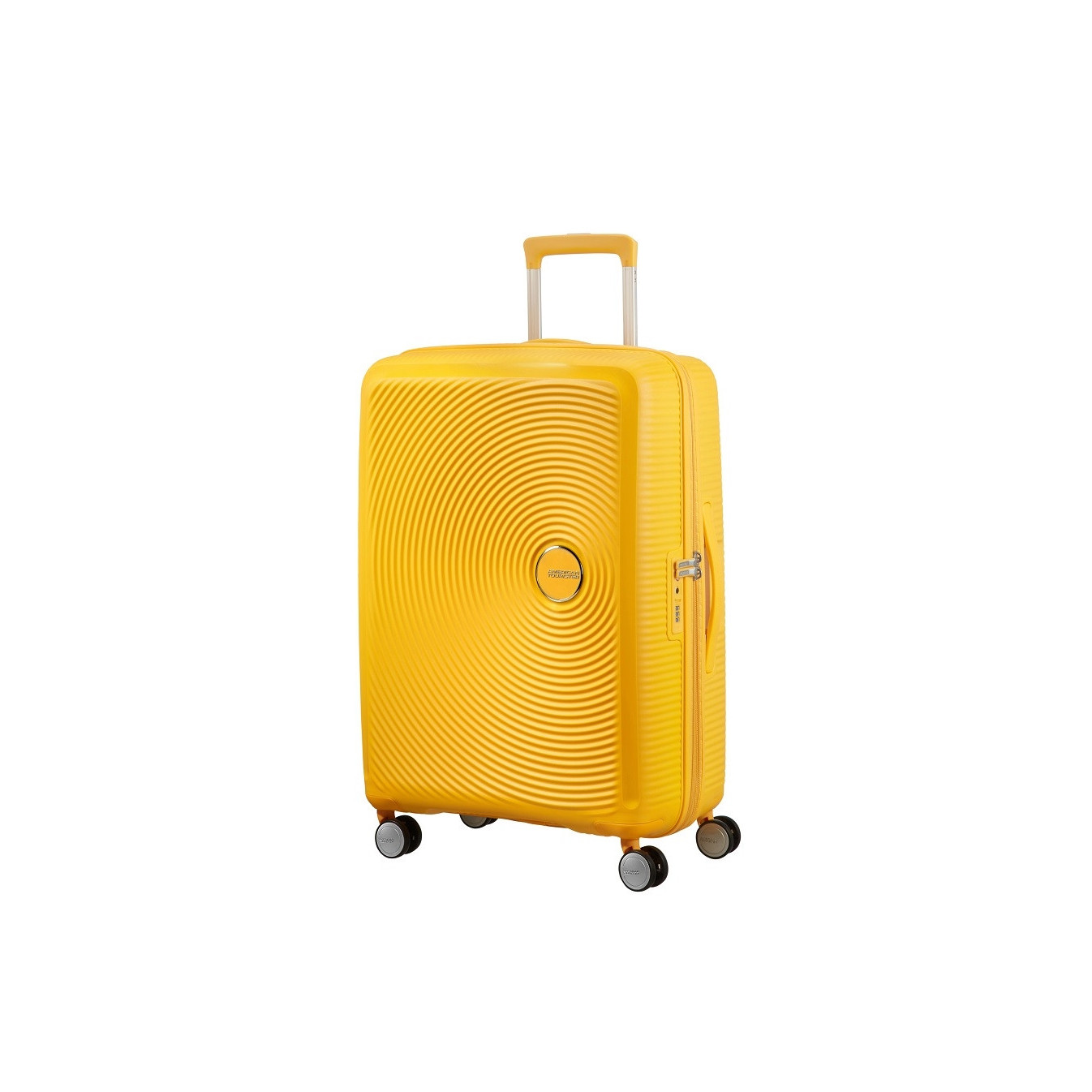 American Tourister Sound Box Spinner 67 cm Valise Trolley 4 Roues Golden Yellow