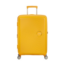 American Tourister Sound Box Spinner 67 cm Valise Trolley 4 Roues Golden Yellow