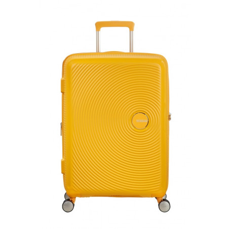 American Tourister Sound Box Spinner 67 cm Valise Trolley 4 Roues Golden Yellow
