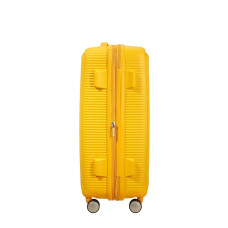 American Tourister Sound Box Spinner 67 cm Valise Trolley 4 Roues Golden Yellow