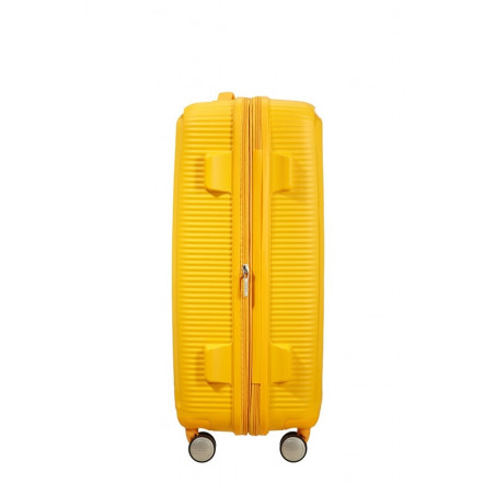 American Tourister Sound Box Spinner 67 cm Valise Trolley 4 Roues Golden Yellow