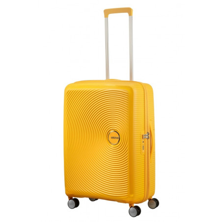 American Tourister Sound Box Spinner 67 cm Valise Trolley 4 Roues Golden Yellow