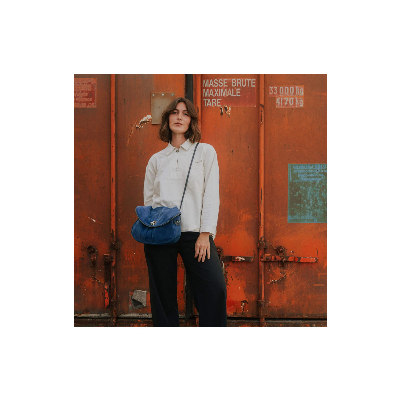 Bleu de Chauffe S Janice Suede Bag Blue Agate