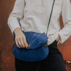 Bleu de Chauffe S Janice Suede Bag Blue Agate
