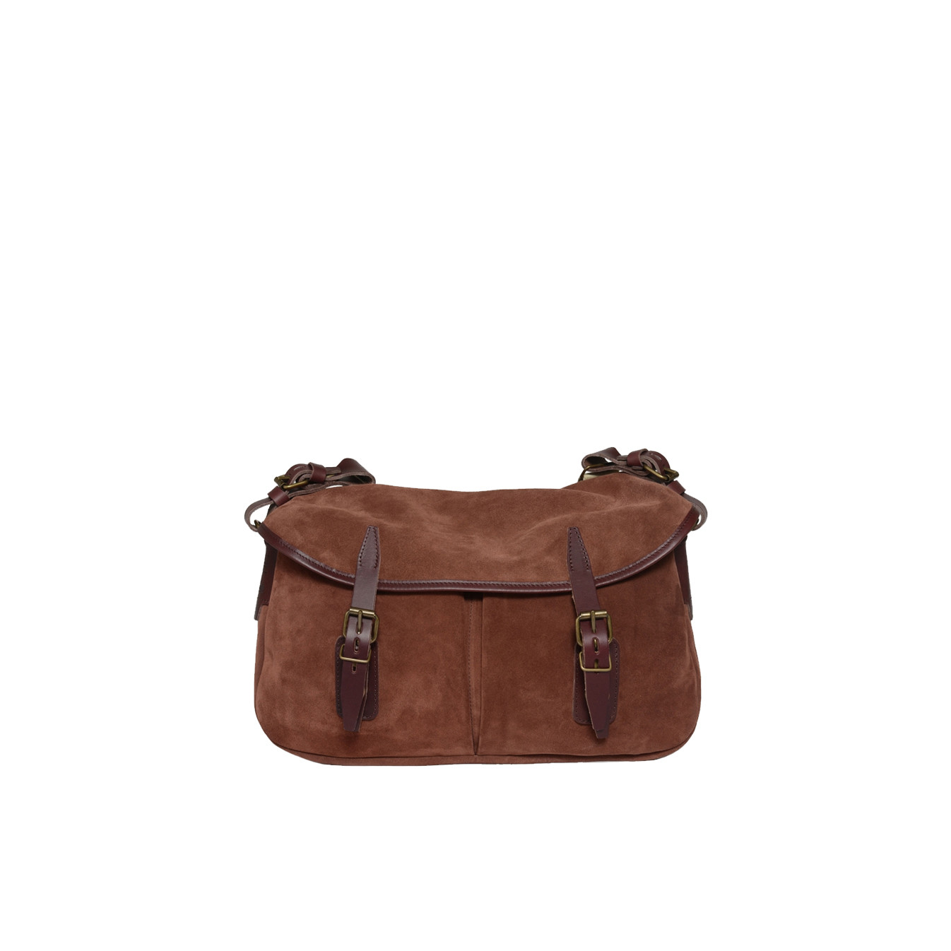 Bleu de Chauffe Fisherman's Musette Bag S Suede Leather Ruby Brown
