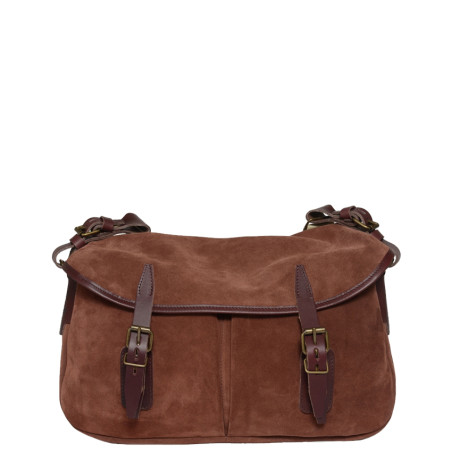 Bleu de Chauffe Fisherman's Musette Bag S Suede Leather Ruby Brown