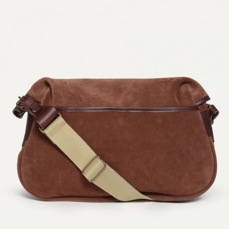 Bleu de Chauffe Fisherman's Musette Bag S Suede Leather Ruby Brown