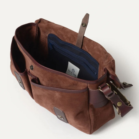 Bleu de Chauffe Fisherman's Musette Bag S Suede Leather Ruby Brown