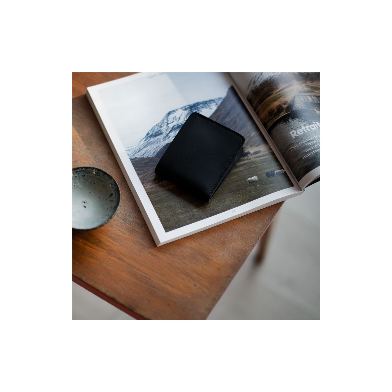 Bleu De Chauffe Pèze Portefeuille Italien Cuir Noir