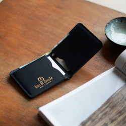 Bleu De Chauffe Pèze Portefeuille Italien Cuir Noir