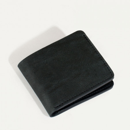 Bleu De Chauffe Pèze Portefeuille Italien Cuir Noir