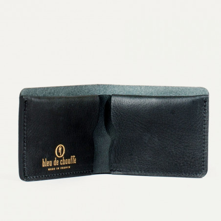 Bleu De Chauffe Pèze Portefeuille Italien Cuir Noir