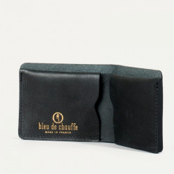 Bleu De Chauffe Pèze Portefeuille Italien Cuir Noir