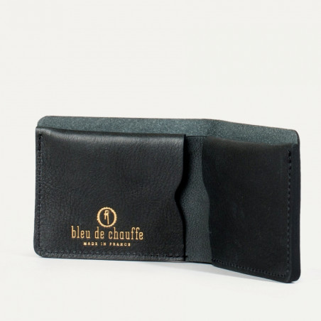 Bleu De Chauffe Pèze Portefeuille Italien Cuir Noir