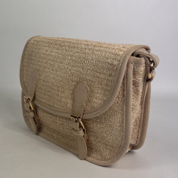 Farfouillette Crossbody Bag in Beige Woven Material