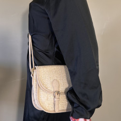 Farfouillette Crossbody Bag in Beige Woven Material