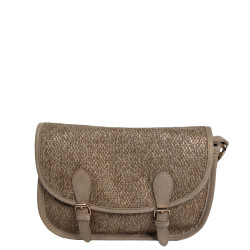 Farfouillette Crossbody Bag in Taupe Woven Material